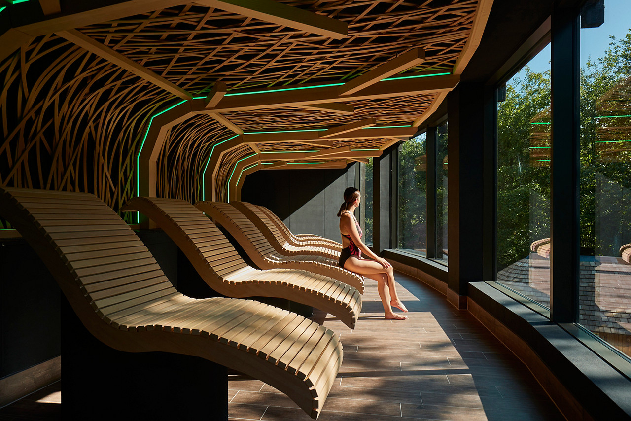 Lady looking out of Aqua Sana Forest Spa